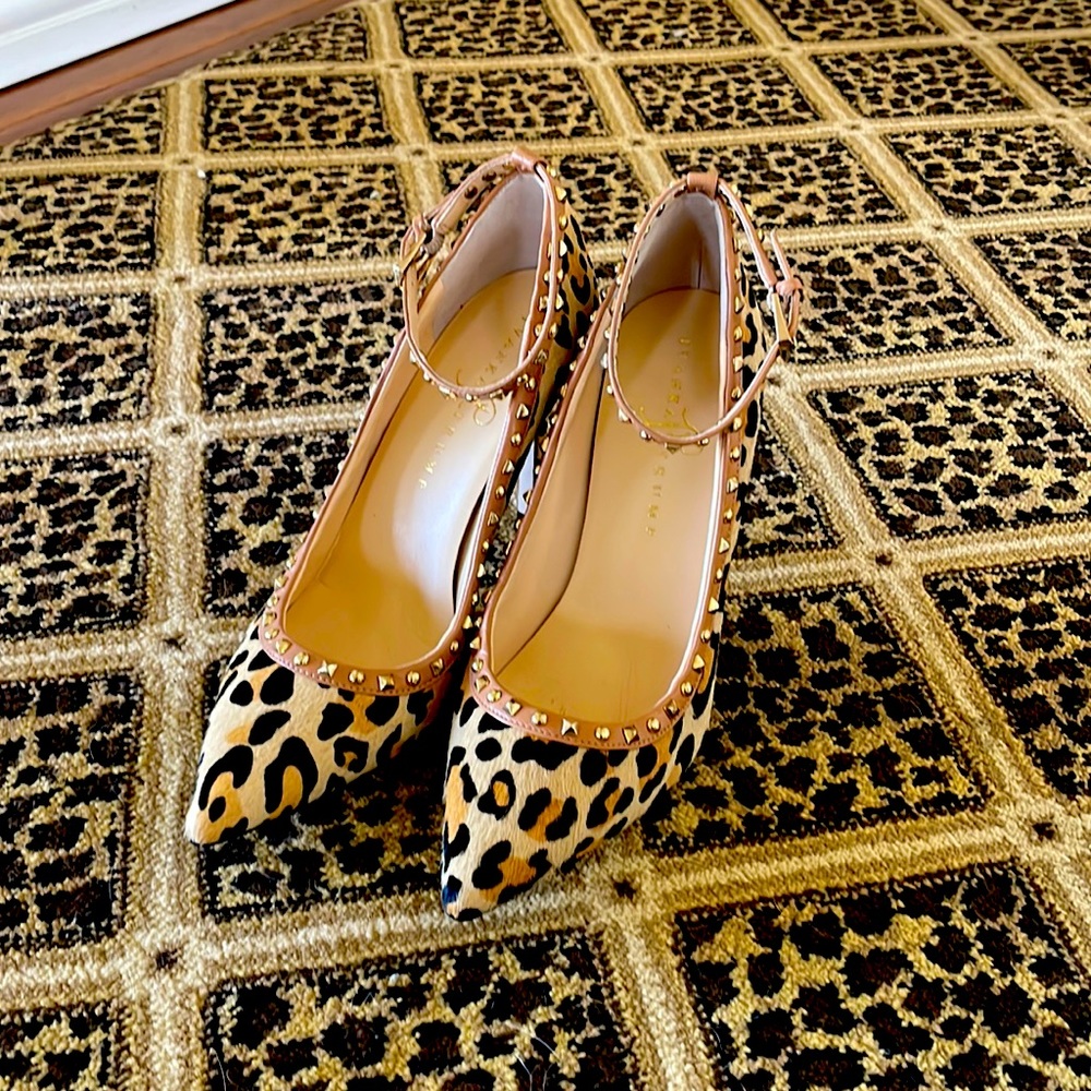 Ivanka Trump leopard ankle strap pumps